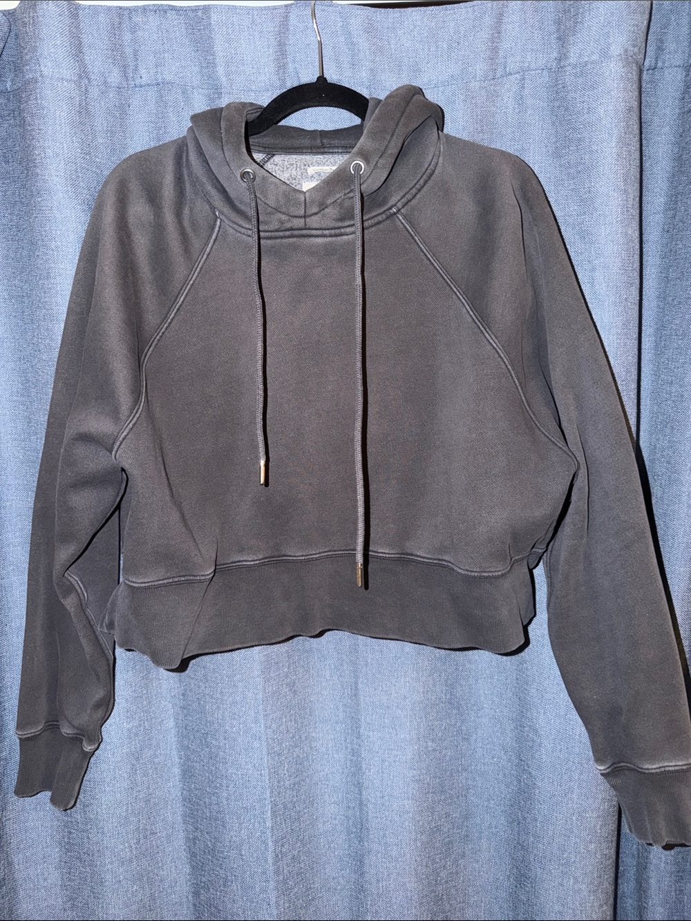 Cropped Abercrombie Women's Hoodie Sweatshirt - Charcoal Gray